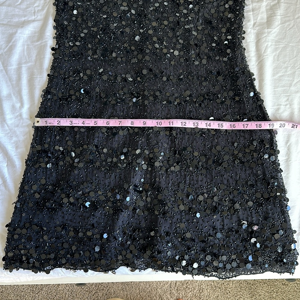 Bicici 100% Silk Sequin & Beaded Black Halter Mock Neck DiscoMini Cocktail Dress - Picture 13 of 14